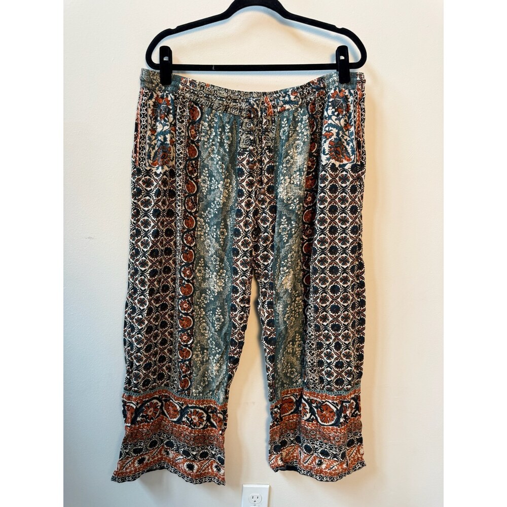 Signals Boho Mixed Print Pull On Pants Size 2X